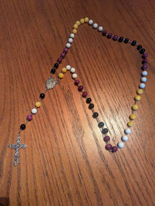 Silver Non Binary Pride Rosary